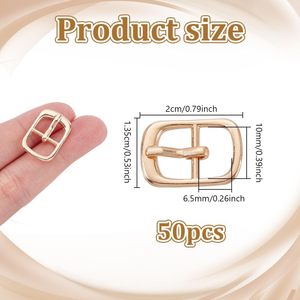 Boucles de chaussures en métal à une seule pointe, ajusteurs rectangulaires dorés, boucles à roulettes polyvalentes pour la fabrication de quincaillerie F - Product Image 2