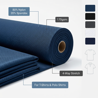 Tissu tricoté respirant à séchage rapide, extensible dans les quatre sens, 80 % nylon, 20 % élasthanne, pour t-shirts, polos, vêtements de sport