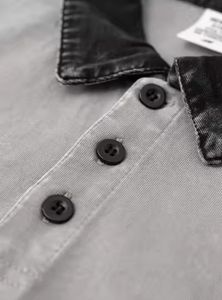 เสื้อโปโลคอกลมทรงหลวมวินเทจเสื้อโปโลพิมพ์ลายฉีดตรง100ผ้าฝ้ายแขนสั้นเสื้อดอง - Product Image 2