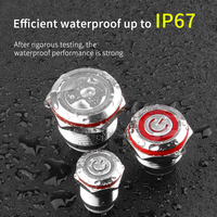 19MM 1tanpa saklar tombol tekan logam dengan tombol saklar tekan sementara 4PIN/2PIN lampu cincin sakelar/simbol daya IP67