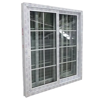Fenêtre coulissante moderne en PVC, fenêtre coulissante en PVC avec grille, fenêtre coulissante à double vitrage