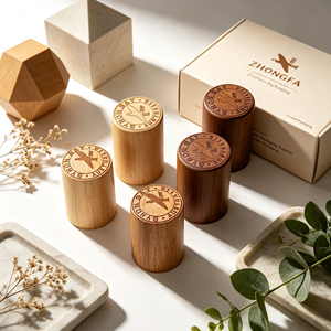 Tapas de madera de pino personalizadas para frascos de cosméticos, para lociones, cremas y contenedores de crema para ojos, embalaje OEM con grabado láser e impresión UV. - Product Image 4