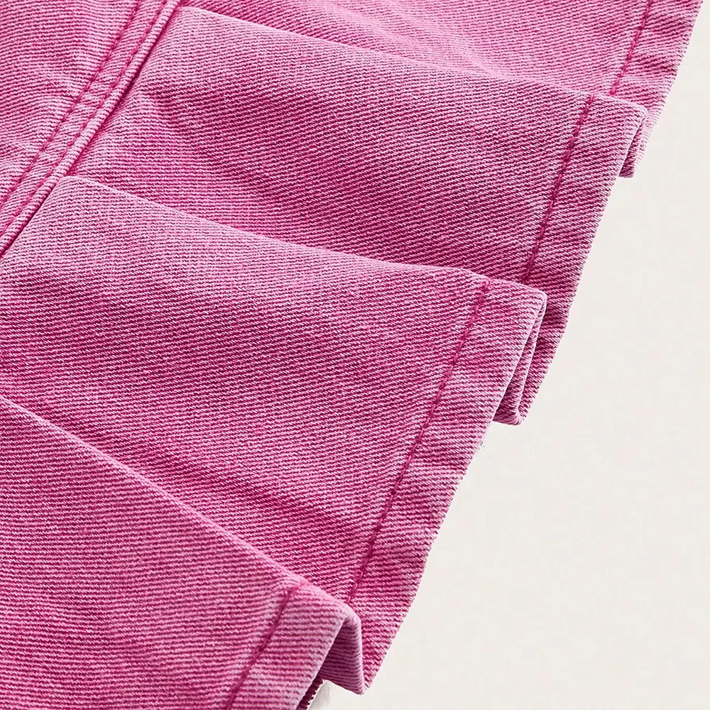 WS192 individuelle plissierte Jeans-Röcke Damen Denim-Röcke rosa Mini-Röcke für Damen