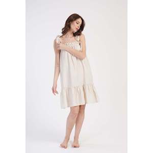 Women's <b>Linen</b> Strapless Lace-Up Ruffled <b>Tunic</b> Knit <b>Tops</b> - Product Image 1