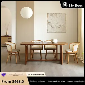 <span class=keywords><strong>Table</strong></span> à manger en bois massif Wabi-Sabi aux coins arrondis, style moderne et simple, pour petit appartement, combinaison <span class=keywords><strong>table</strong></span> et chaises - Product Image 2