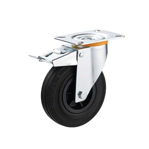 Rueda de carro de Servicio Ligero de 80kg, rueda de rodillo rígido de goma, rueda industrial sólida de polvo de goma negra de 80mm/100mm/125mm - Product Image 3