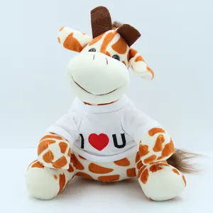 Plush toys Giraffe/Tiger/Elephant/Lion Plush toys Plush stuffed forest animal toy in T-shirt