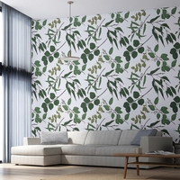 Papier peint à motif de feuilles, papier peint vert à motifs de branches, revêtement décoratif d'intérieur pour le salon, fond de canapé