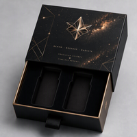 Boîte d'emballage personnalisée de luxe noire et or avec estampage, écologique, avec doublure en EVA pour flacons de 3 ml et 10 ml, boîte rigide à tiroir