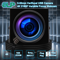 Cámara Web USB 4K con Zoom 10X, Sensor IMX317, Montura CS, Lente de 5-50 mm, 3840*2160, Mjpeg 30fps, Alta Velocidad, UVC, Plug and Play