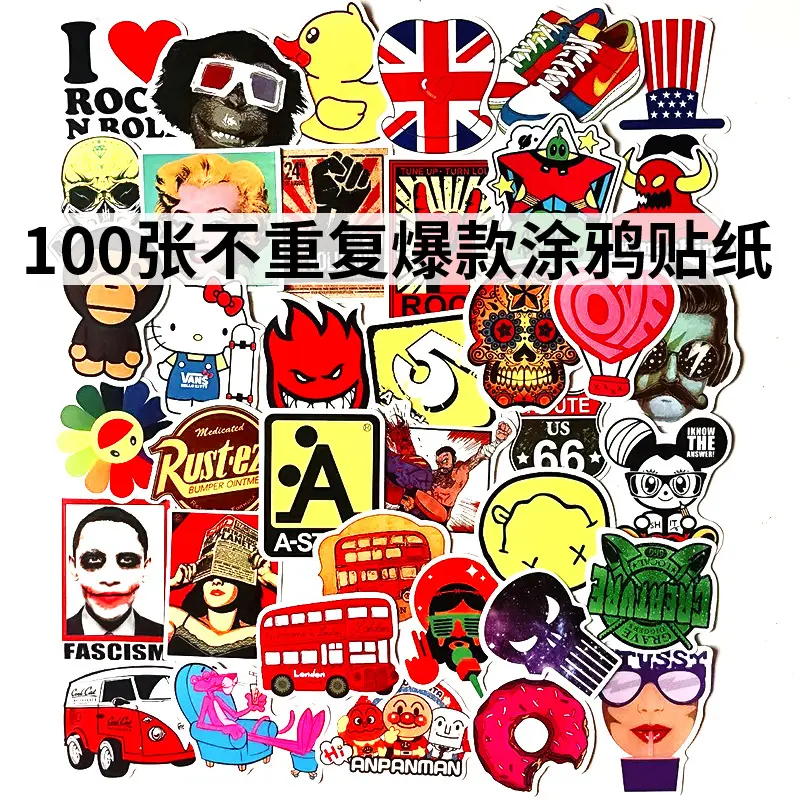 100 Pcs Horor Stiker Keren untuk Skateboard Sepeda Motor Mobil Styling Laptop Kulkas Bagasi Sepeda Graffiti PVC Tahan Air Stiker