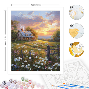 CHENISTORY Pintura por Números, Paisaje de Pueblo, Dibujo sobre Lienzo, Regalo Artístico, Kits de Pintura por Números para Decoración del Hogar - Product Image 5