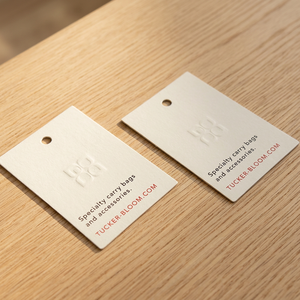 Custom Vintage Gold Foil Hang Tags Eco-Friendly 400g/800g Coated Paper Embossed Logo for clothing <b>Bags</b> Garments - Product Image 1