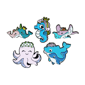 Pins de Aleación de Zinc Esmaltados al por Mayor, Precio de Fábrica, Insignias Metálicas Personalizadas con Estilo de Animales Marinos para Eventos de Promoción de Marca, Venta a Granel - Product Image 1