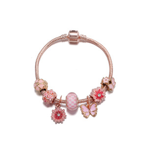 Pulsera de cristal rosa para mujer, brazalete de flor rosa para regalo del Día de la madre, <span class=keywords><strong>2022</strong></span> - Product Image 1