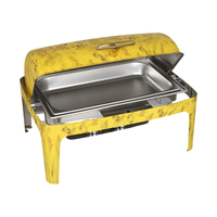 Fournitures pour hôtels et restaurants : Ensemble de réchauds de buffet rectangulaires chauffants 9L, couleur or jaune, avec motif marbré