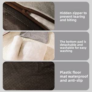 Lit pour chien de grande taille et tapis de couchage DO, toutes saisons, amovible, lavable, design classique/moderne, polyester + coton PP pour l'hiver - Product Image 4