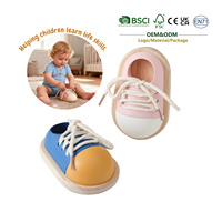 JET OEM Montessori Jouet éducatif sensoriel en bois pour apprendre à lacer les chaussures, pour le développement des compétences de vie des enfants (4-6 ans)