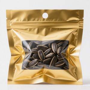 Bolsa de Aluminio Metálico Dorado Brillante con Ventana Transparente Personalizada, con Cierre, Reciclable, para Envasado de Alimentos para Mascotas, Especias y Frutos Secos - Product Image 3