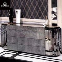 Buffet de luxe moderne pour salon, meuble de rangement décoratif en verre pour villa et maison