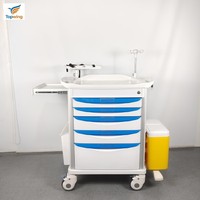 Chariot médical d'urgence professionnel moderne pour soins intensifs, chariot de secours, chariot à médicaments pour hôpital, 5 tiroirs, léger et durable