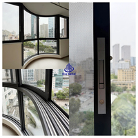 Fenêtres coulissantes incurvées sur mesure pour maison, fenêtres minimalistes en aluminium à double vitrage trempé, résistantes aux ouragans