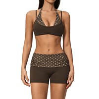 Conjunto de Yoga Halter con Estampado de Puntos para Mujer, Estilo Falso Dos Piezas, Conjuntos de Yoga a Juego, Ropa Deportiva Vintage Balletcore, Conjunto para Gimnasio al por Mayor