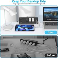 Bloc multiprise LEGA Cube8 à fixation sur bureau avec station de charge USB-C, 4 prises, 2 ports USB-C, protection contre les surtensions, cordon d'extension de 1,8 m, interrupteur marche/arrêt