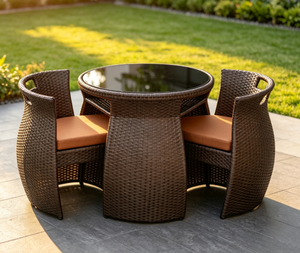 Conjunto de Muebles de Bistró de Ratán para Exteriores, Moderno y que Ahorra Espacio, con Asientos Acolchados y Estructura Metálica |   Sillas de Jardín de 2 Plazas - Product Image 5