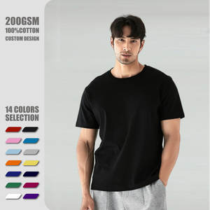 T-shirt décontracté à manches courtes et col rond en coton 200 g/m² pour homme, couleur unie, coupe ample, design vierge, vente chaude - Product Image 2