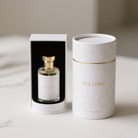 Emballage de parfum de luxe, boîtes en kraft dorées, flacons de parfum ronds, boîte cadeau, tube en papier