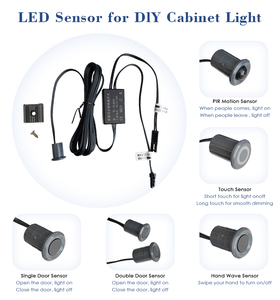 Değiştirilebilir PIR Hareket Algılayıcı El Sallama Sensörü <span class=keywords><strong>DC</strong></span> 12V 24V Ayna Gardırop Dolap LED Işığı için Yüzey Montajlı - Product Image 2