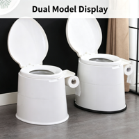 Ensemble WC portable en plastique deux pièces, support de papier toilette, structure robuste, style classique, usage domestique universel - Vente en gros usine
