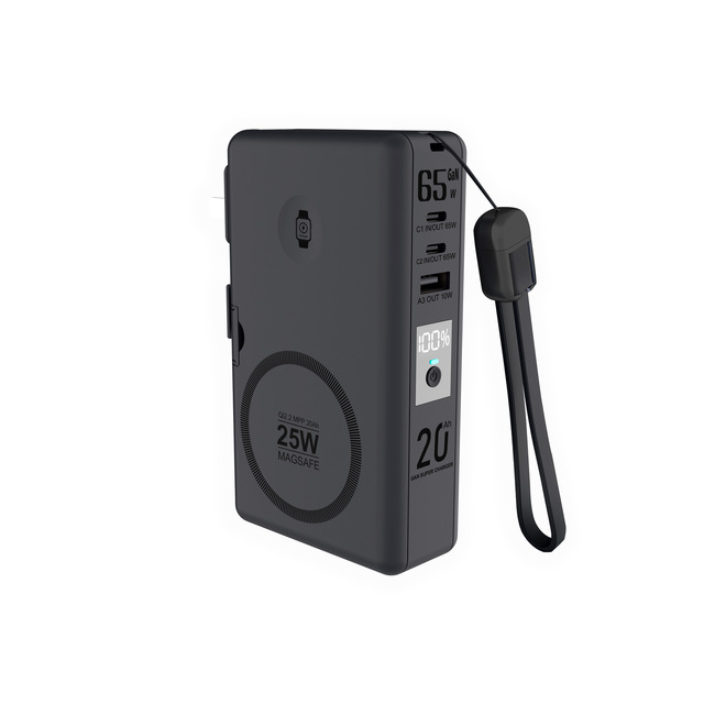 Portable Power Bank with Semi-solid Battery Magnetic Charging Power Bank 20000mAh 65W GaN Fast Charger for Laptop Portable Power