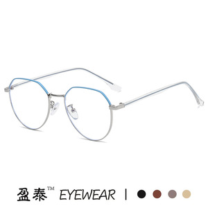 แว่นตาอี้หิงไถ ทรงโลหะแบบไม่สมมาตร ป้องกันแสงสีฟ้า เลนส์ใส สำหรับทุกเพศ แบบเต็มกรอบ - Product Image 3