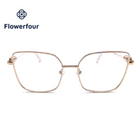 Gafas ópticas de moda de metal con montura completa cuadrada y patillas con resorte para todo tipo de rostro