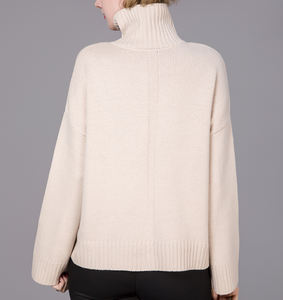 Pulls en cachemire pur tricotés à la machine pour femmes, col roulé classique, épaisseur standard 5gg, pour l'hiver, décontractés, vente en gros - Product Image 5