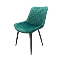 Chaise de salle à manger de luxe pour usage commercial, revêtement en tissu velours, dossier classique à carreaux, avec pieds en métal