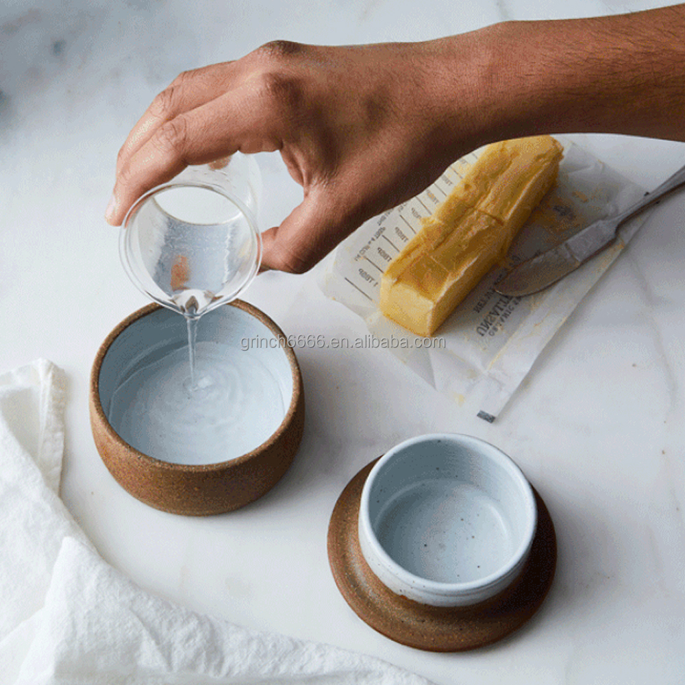 DOWAN Mantequillera de porcelana con tapa, recipiente de mantequilla