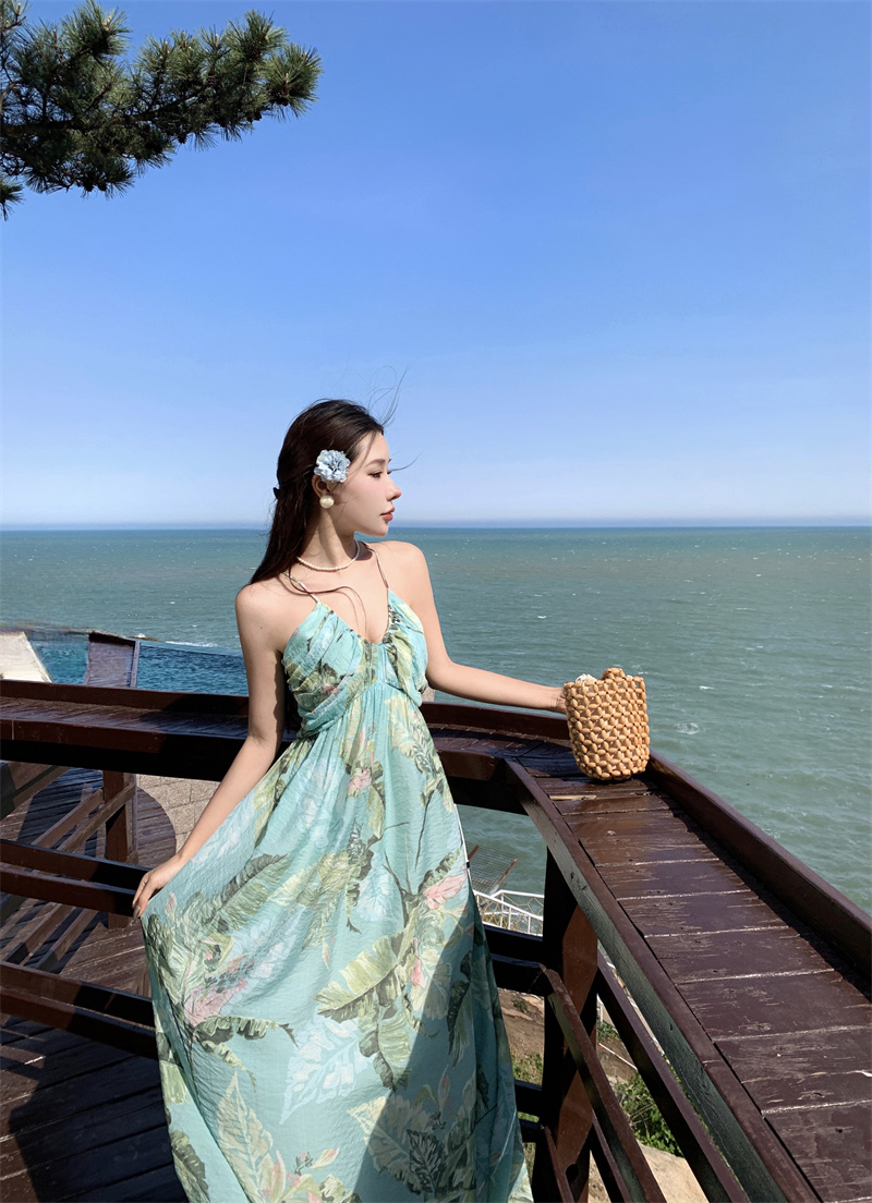 Mint Green Floral Suspender Hanging Neck Jumpsuit Long Dress for Spring and Summer Vacation Beach Dress| Alibaba.com Mint Green Floral Suspender Hanging Neck Jumpsuit Long Dress for Spring and Summer Vacation Beach Dress| Alibaba.com