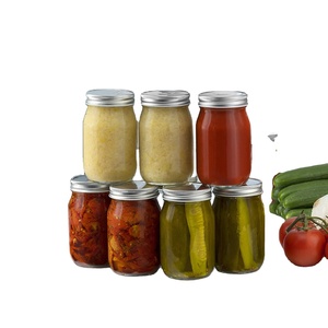 Clear round 4 oz 8 oz 10 oz 12 oz 16 oz 32 oz 300 ml glass mason jar jam canning jar with metal lid