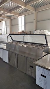 Plateau en marbre RTK et table de préparation de pizza professionnelle en acier inoxydable/présentoir à pizza équipement de réfrigération <span class=keywords><strong>comptoir</strong></span> à pizza - Product Image 3