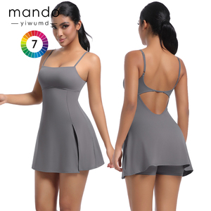 Vente en gros de haute qualité robe de tennis de gymnastique à col carré bretelles réglables robe de golf sexy à dos en V pour femmes - Product Image 5