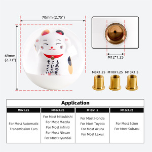Pommeau de levier de vitesse Lucky Cat en résine, universel pour voiture, design ergonomique - Product Image 3