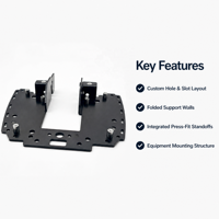 Support de fabrication sur mesure en tôle de précision OEM, plaque d'installation noire thermolaquée pour l'électronique