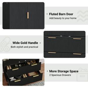 Armoire de rangement haute noire moderne à 10 portes, étagères réglables, 2 tiroirs, meubles de rangement pour cuisine et salon - Product Image 3