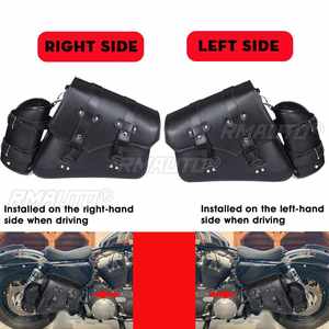 Sacs de selle de moto en cuir PU, sac à outils avec porte-bouteille d'eau, sac à bagages Cafe Racer, étanche, universel pour Cruiser Custom - Product Image 2