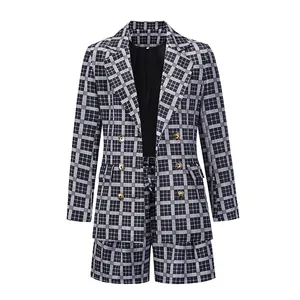 2 Delige Set Blazer Vrouwen Korte Broek Pak Set Slim Fit Pakken Voor Vrouwen Plus Size Vrouwen Blazer