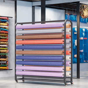 Di chuyển một mặt dệt hiển thị đứng siêu thị giá cho khăn trải bàn lưu trữ thẻ màu mẫu móc áo vải hiển thị đứng - Product Image 1