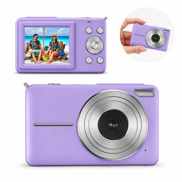 DC01C Compact Digital Camera 18X Zoom EIS Full HD CMOS Sensor LED Flash Rechargeable Portable Entry Level Camera for Students